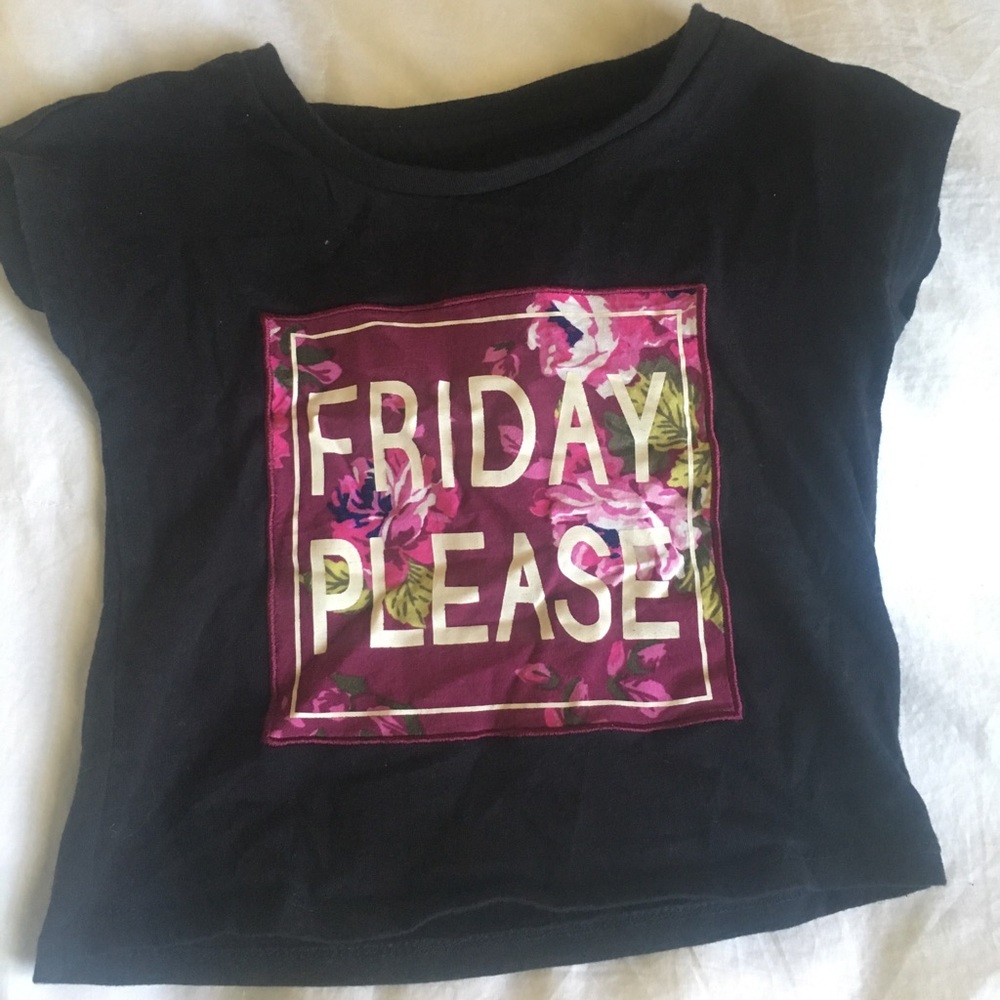 “ Friday Please” floral crop top